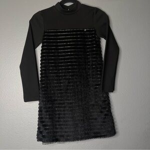 Guess Black Fringe Tiered Ruffle Sheath Dress